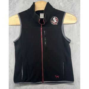 PINK VS 5th & Ocean Florida State FSU Seminoles Noles Black Fleece Vest Womens M